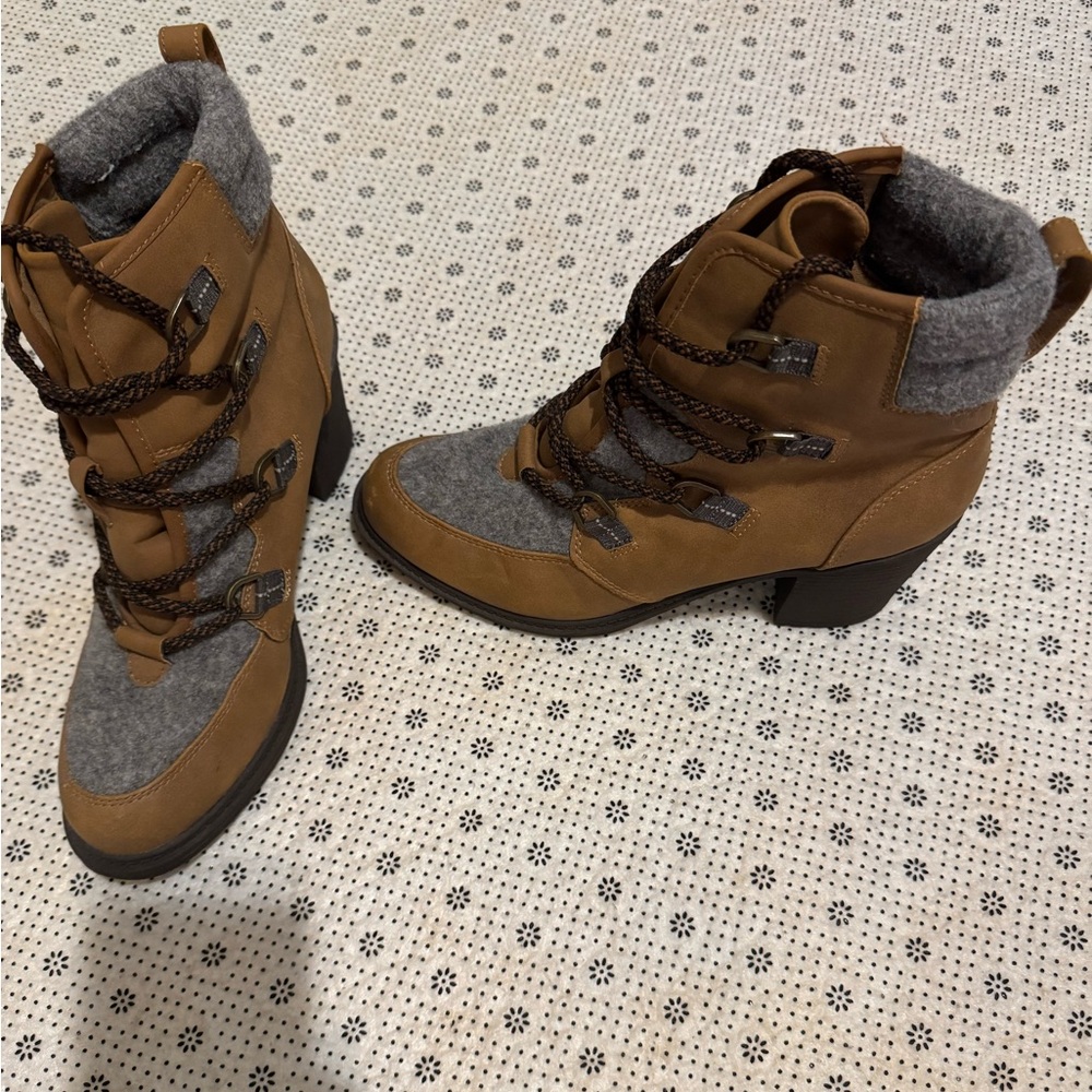 Sonoma Brown and Gray Lace-Up Ankle Boots